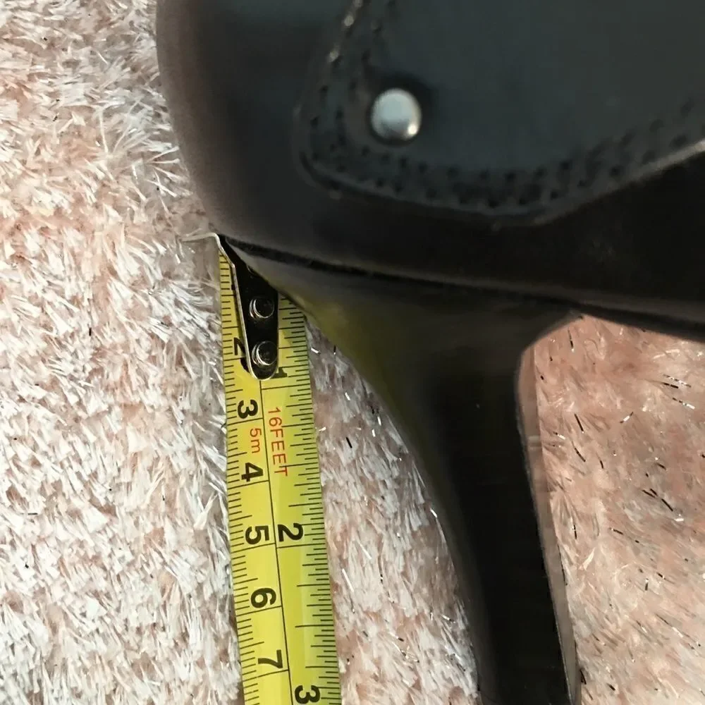 Leather oversized buckle strap peep toe heels! EXTREME COMFORT
